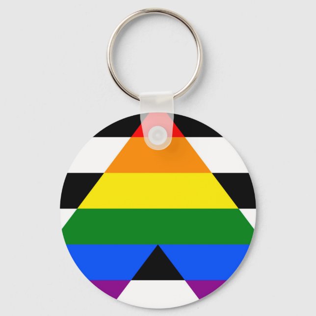 Straight Ally for Lgbtq+ community pride flag Key Ring (Front)