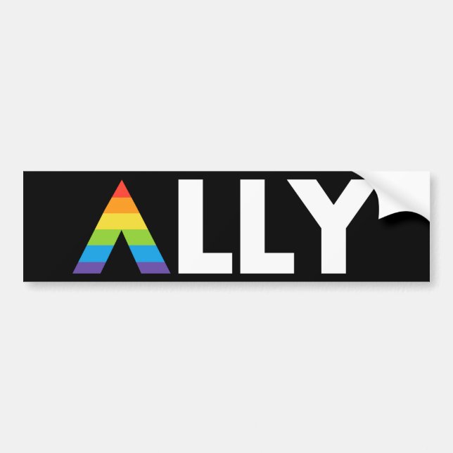 Straight Ally LGBTQ Rainbow LGBT Bumper Sticker (Front)