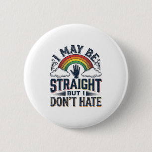 Straight Ally Pride Rainbow Vintage Vector Design_ 6 Cm Round Badge