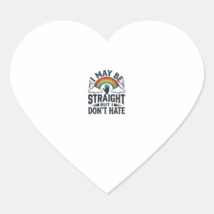 Straight Ally Pride Rainbow Vintage Vector Design_ Heart Sticker