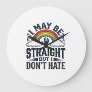 Straight Ally Pride Rainbow Vintage Vector Design_ Large Clock