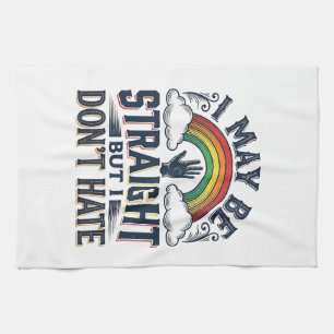 Straight Ally Pride Rainbow Vintage Vector Design_ Tea Towel