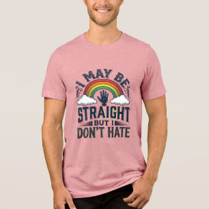 Straight Ally Pride Rainbow Vintage Vector Design_ Tri-Blend Shirt