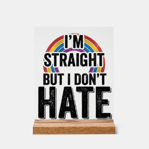 Straight Ally Rainbow Vintage Typography Shirt_1 Acrylic Sign