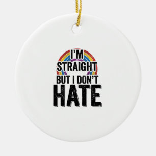 Straight Ally Rainbow Vintage Typography Shirt_1 Ceramic Ornament