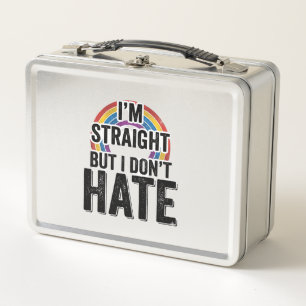 Straight Ally Rainbow Vintage Typography Shirt_1 Metal Lunch Box