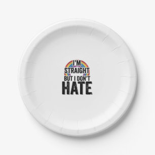 Straight Ally Rainbow Vintage Typography Shirt_1 Paper Plate