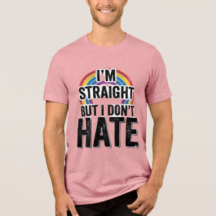 Straight Ally Rainbow Vintage Typography Shirt_1 Tri-Blend Shirt