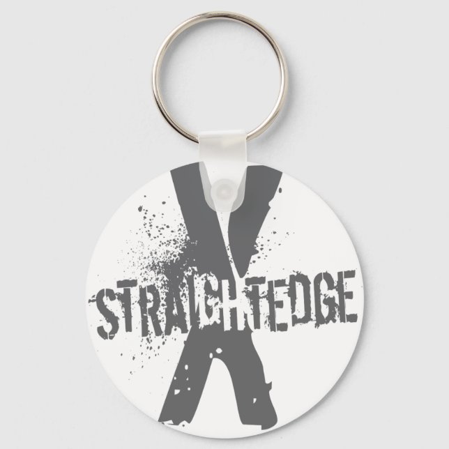 Straight Edge X dark grey Key Ring (Front)