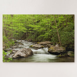 Straight Fork Flows Through Forest Jigsaw Puzzle