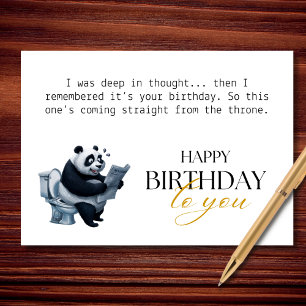 Straight From the Throne Funny Panda Birthday Card