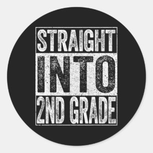 Straight Into 2nd Grade Byck To School Classic Round Sticker