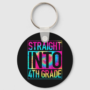 Straight Into 4th Grade Tie Dye Back To School Key Ring