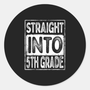 Straight into 5th grade retro back to school for classic round sticker