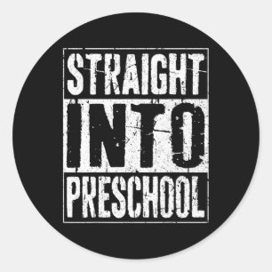 Straight Into Preschool Byck To School Classic Round Sticker