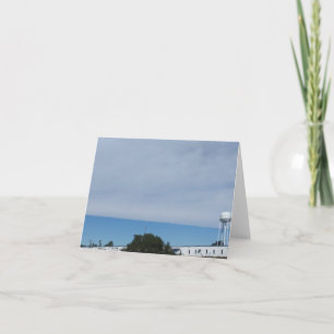 Straight line blue white clouds card