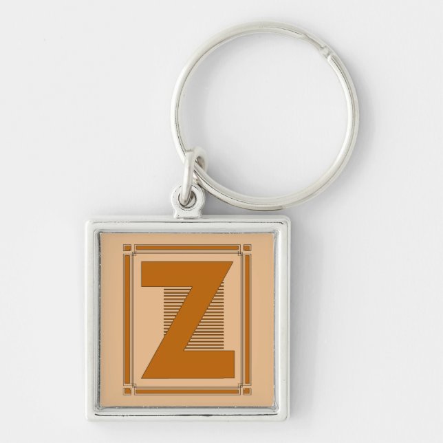 Straight lines art deco with monogram, letter Z Key Ring (Front)