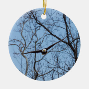 Straight On Eagle Ceramic Ornament