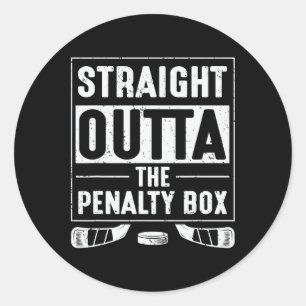 Straight Out Of Penalty Box Ice Hockey Lovers Men Classic Round Sticker
