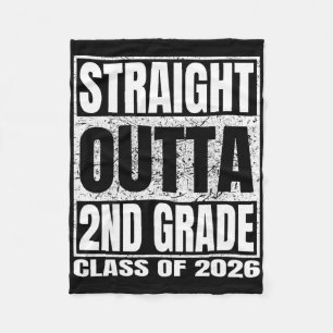 Straight Outta 2nd Grade Funny Graduation 2026 Sec Fleece Blanket
