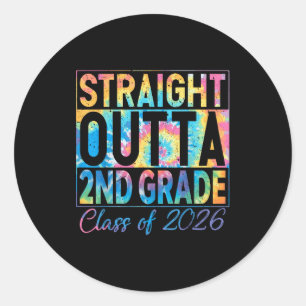 Straight outta 2nd grade graduate funny class 2026 classic round sticker