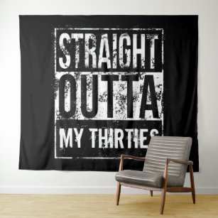 Straight Outta 40th Birthday Party Backdrop Banner Tapestry