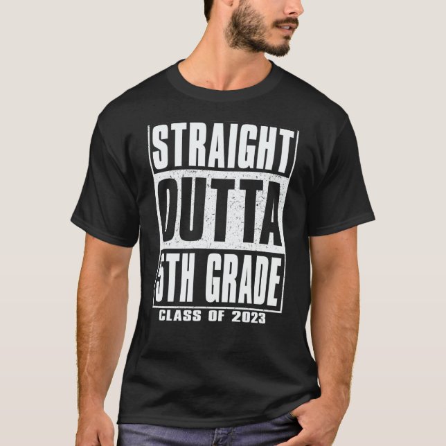 Straight Outta 5th Grade Kids Boys Graduation 2023 T-Shirt (Front)
