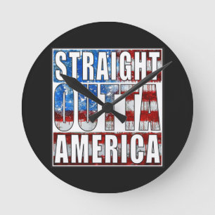 straight outta America.jpg Round Clock