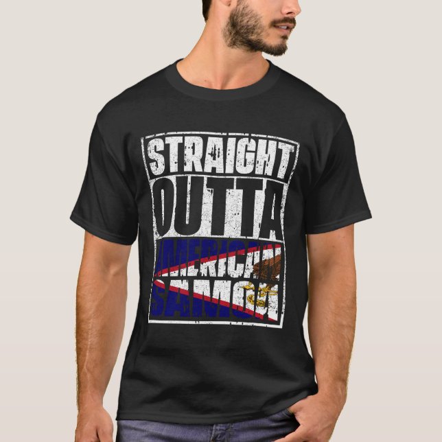 Straight Outta american samoa Flag T-Shirt (Front)