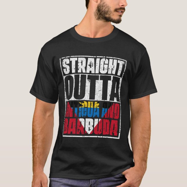 Straight Outta Antigua and Barbuda Flag T-Shirt (Front)