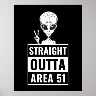 Straight Outta Area 51 Alien Peace Sign Poster 