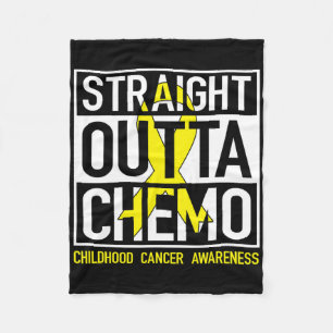 Straight Outta Chemo Gold Ribbon Childhood Cancer Fleece Blanket