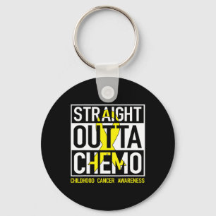 Straight Outta Chemo Gold Ribbon Childhood Cancer Key Ring