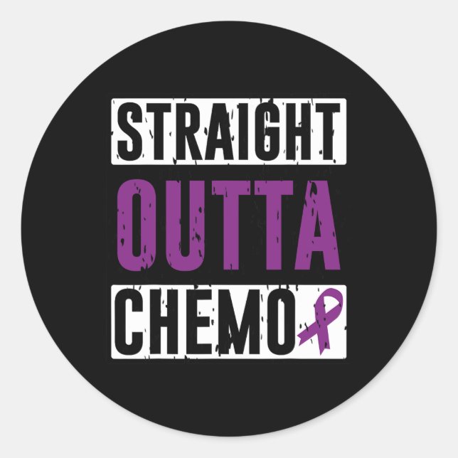 Straight Outta Chemo Pancreatic Cancer Survivor  Classic Round Sticker (Front)