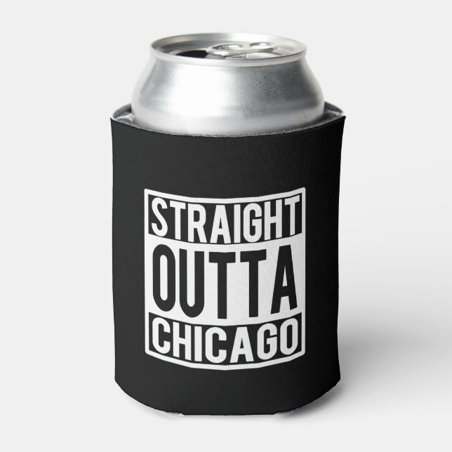 Straight Outta Chicago funny Texas can cooler (Can Front)