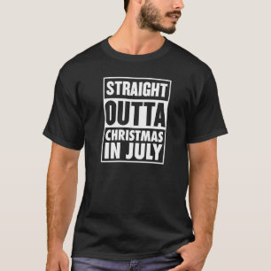 Straight Outta Christmas In July Party Retro 90s S T-Shirt