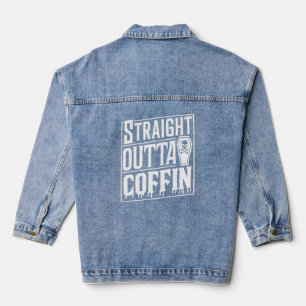 Straight Outta Coffin Funny Vampire Halloween Puns Denim Jacket