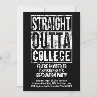Straight Outta College Funny Graduation Party Invitation