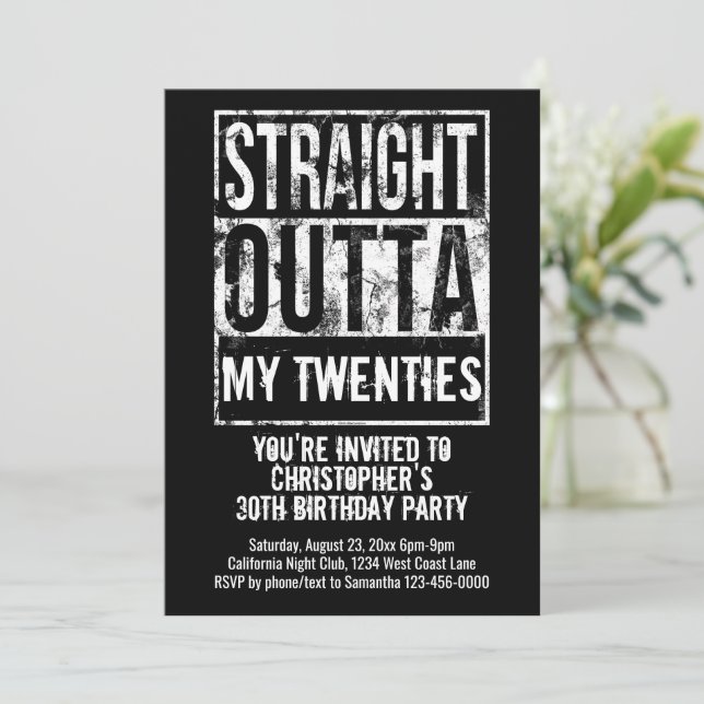 Straight Outta Custom 30th Birthday Party Invitation (Standing Front)