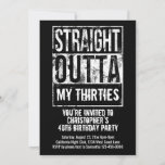 Straight Outta Custom 40th Birthday Party Invitation<br><div class="desc">Add your text and event or birthday party details to this 40th birthday party invitation card. Straight outta your birth year, age, fourties, thirties, fifties, etc. Or customise your city, state, profession, job, school or anything! What are you representing? Add your city, state or other pertinent information for a custom...</div>