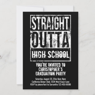 Straight Outta Custom Funny Graduation Party Invitation