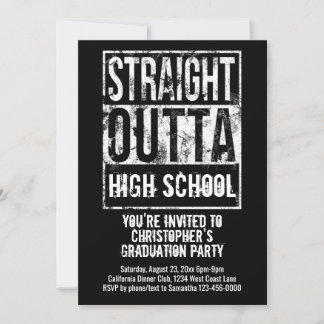 Straight Outta Custom Funny Graduation Party Invitation