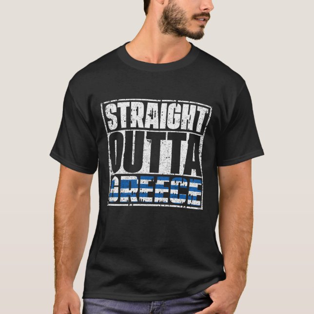 Straight Outta Greece Flag T-Shirt (Front)