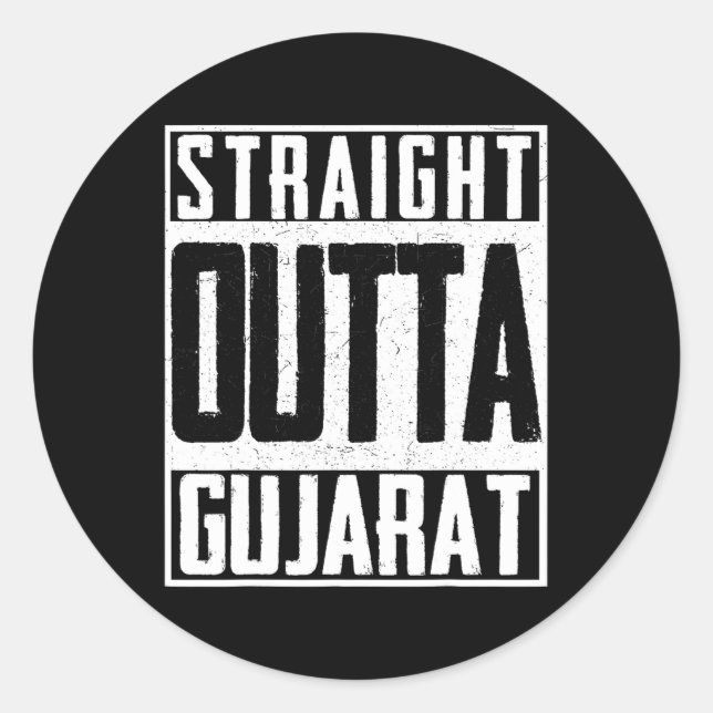 Straight Outta Gujarat India Indian Cricket Pride  Classic Round Sticker (Front)