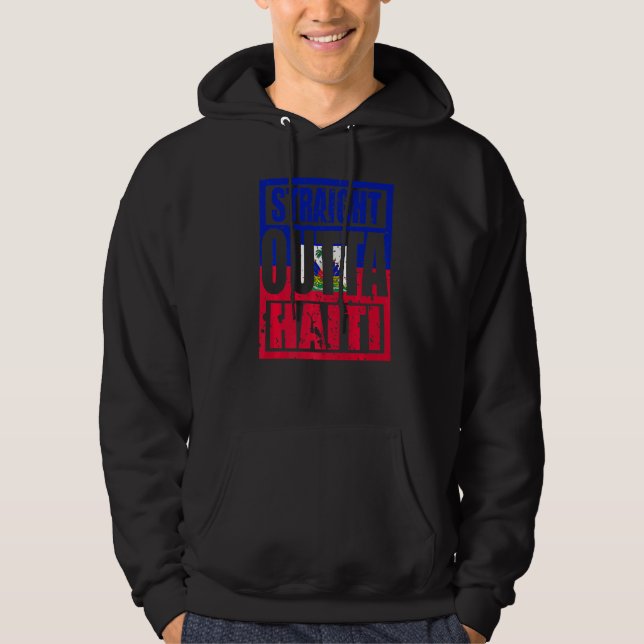 Straight Outta Haiti  Retro Haiti Hoodie (Front)