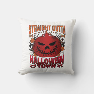 Straight Outta Halloween Town Red Pumpkin Ghosts L Cushion