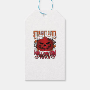Straight Outta Halloween Town Red Pumpkin Ghosts L Gift Tags