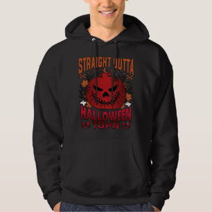 Straight Outta Halloween Town Red Pumpkin Ghosts L Hoodie