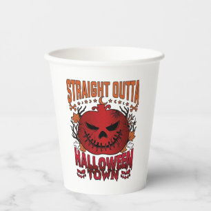 Straight Outta Halloween Town Red Pumpkin Ghosts L Paper Cups