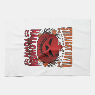 Straight Outta Halloween Town Red Pumpkin Ghosts L Tea Towel